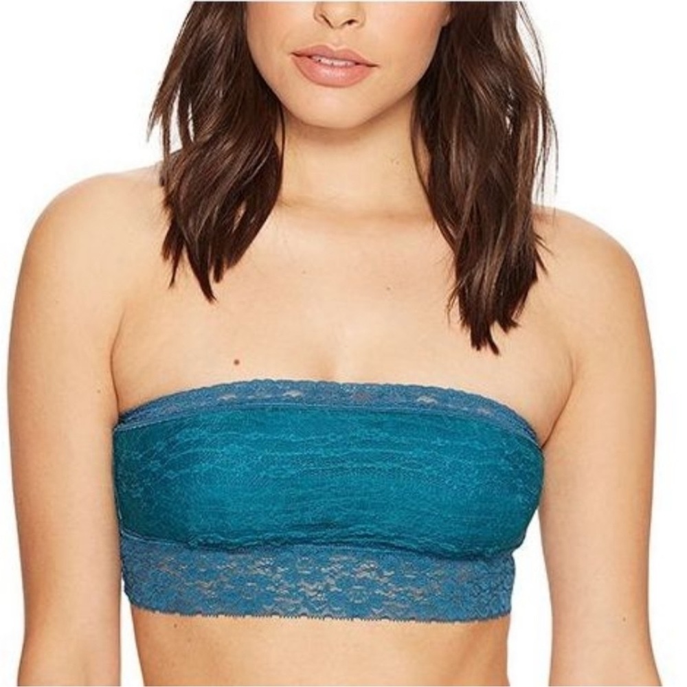 FREE PEOPLE Scallop Lace Bandeau Ocean Green Blue NWT